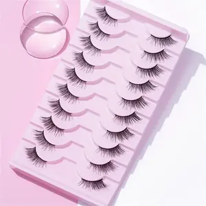 Half Eye False Eyelashes Set, 10 Pairs Natural Look Soft Lashes Fluffy Curly Thick Faux Eyelashes, Portable Makeup Tool for Women