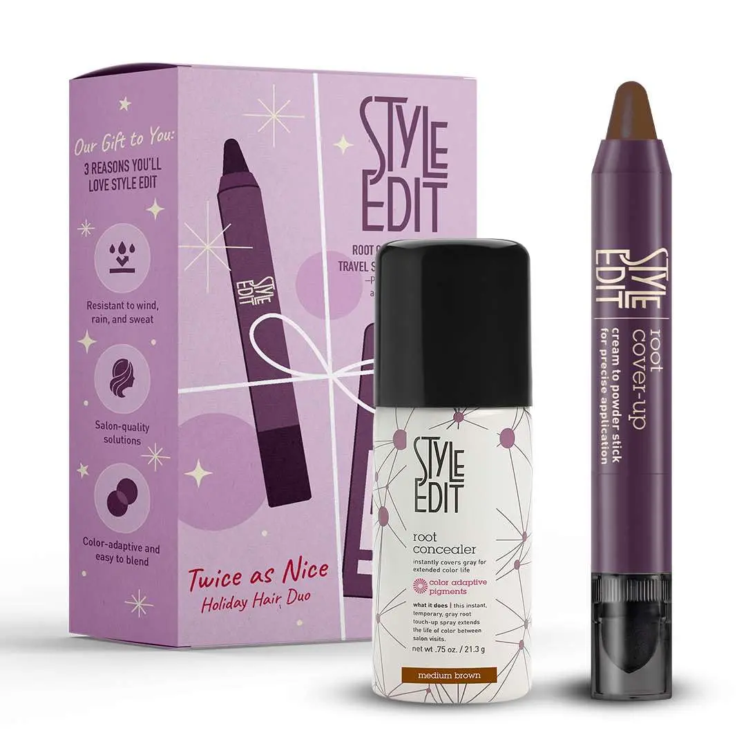 Style Edit Travel Essentials Hair Duo Root Touch Up Stick and Spray | – Instant Gray Root Concealer for Hairline, Temples, and Part – Lightweight, No-Residue Root Coverage – Made in the USA - Salon Quality temporary hair dye