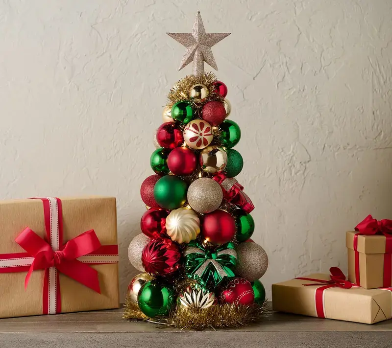 QVC Kringle Express 24" Lit ShatterproofOrnament Tree with LED Lantern & IncandescentBulbs for Christmas Party Decoration