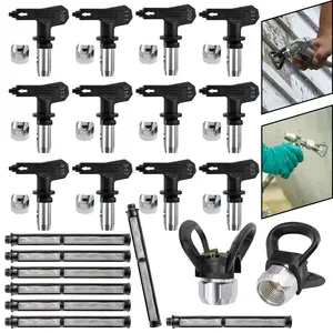 Airless Spray Gun Nozzle Set, Reversible Airless Paint Sprayer Nozzles, 12-Piece Kit with 2 Nozzle Seats and 8 Graco Filters