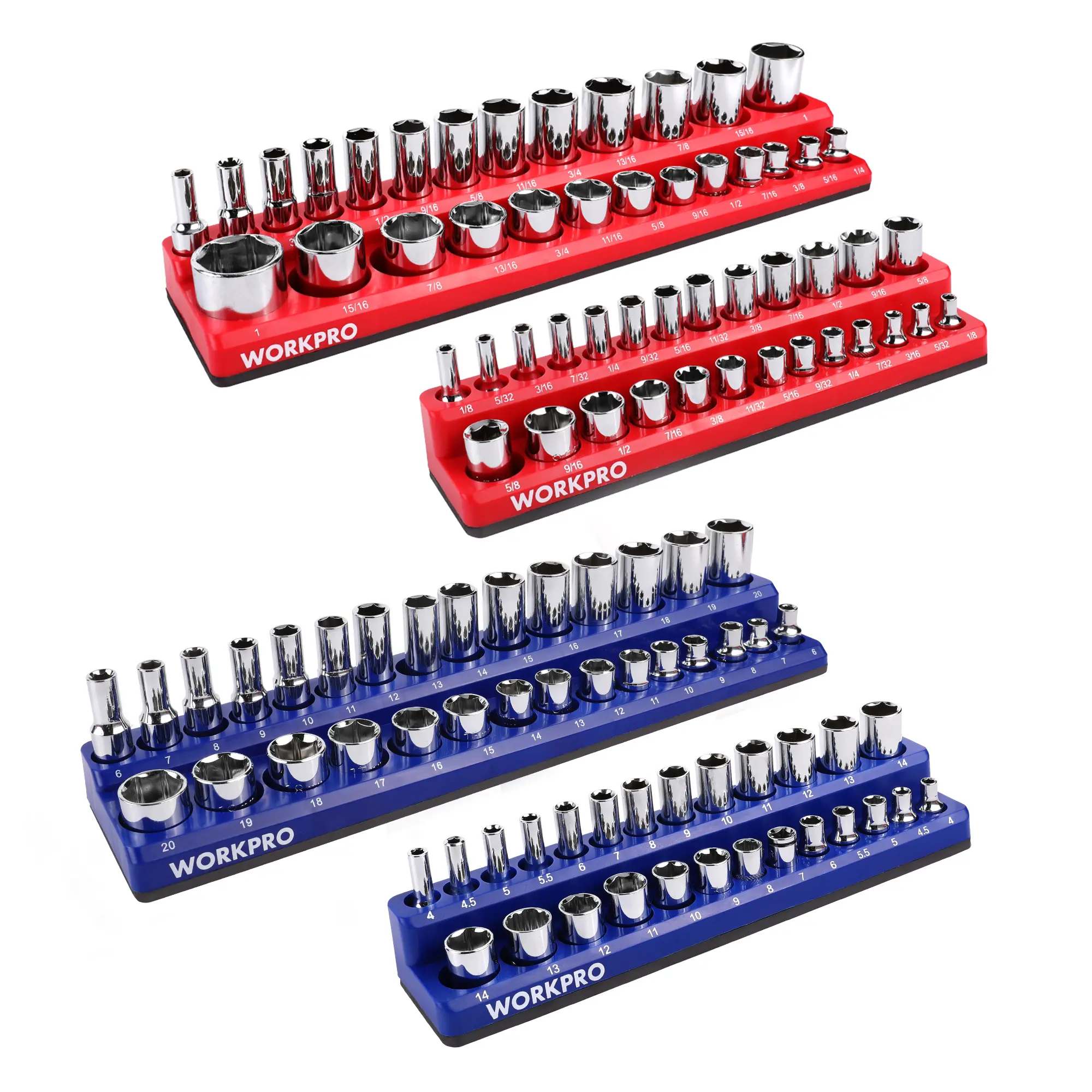 #summersale WORKPRO Magnetic Socket Organizer Set, Includes Metric & SAE Socket Trays
