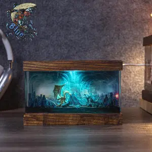 Lighting Accessories Handmade Resin Epoxy G\OD.ZI/LA vs Gh/dorah, Two Leg.endary monsters fight, custom Resin Lamp, Personalized Gift, Christmas Gift