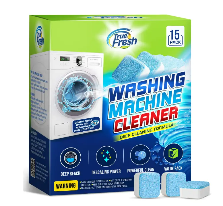 Washing Machine De-Scaler Tablets, 15-Pack Household Cleaner for Front-Loader and Top-Loader Washers