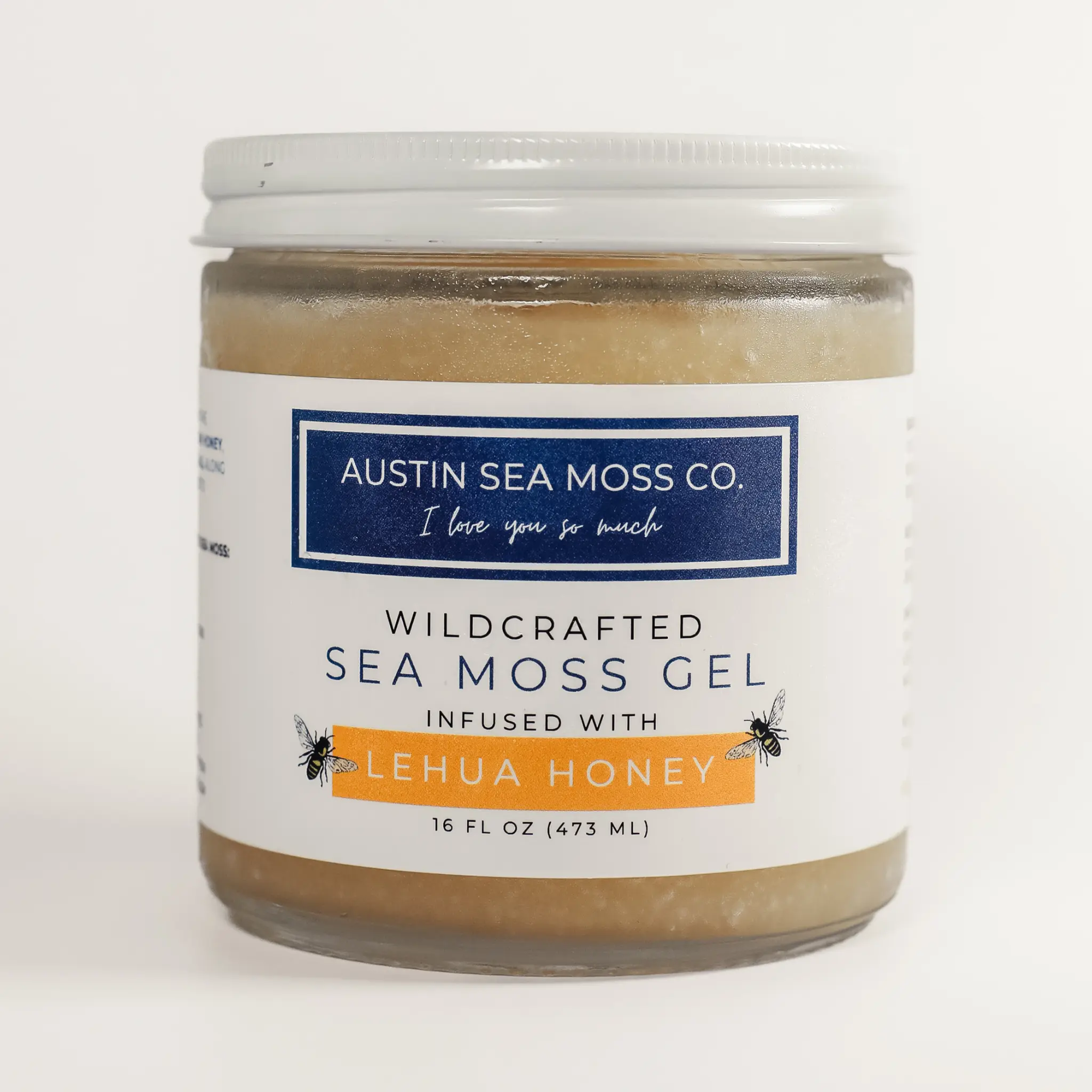 NEW Austin Sea Moss Co. Organic Honey Infused Sea Moss Gel - 16oz Jar Superfood Supplement for Glowing Skin, Gut Health, Immune Support, Natural Energy - Honey Flavor Dietary Wellness Verified Organic