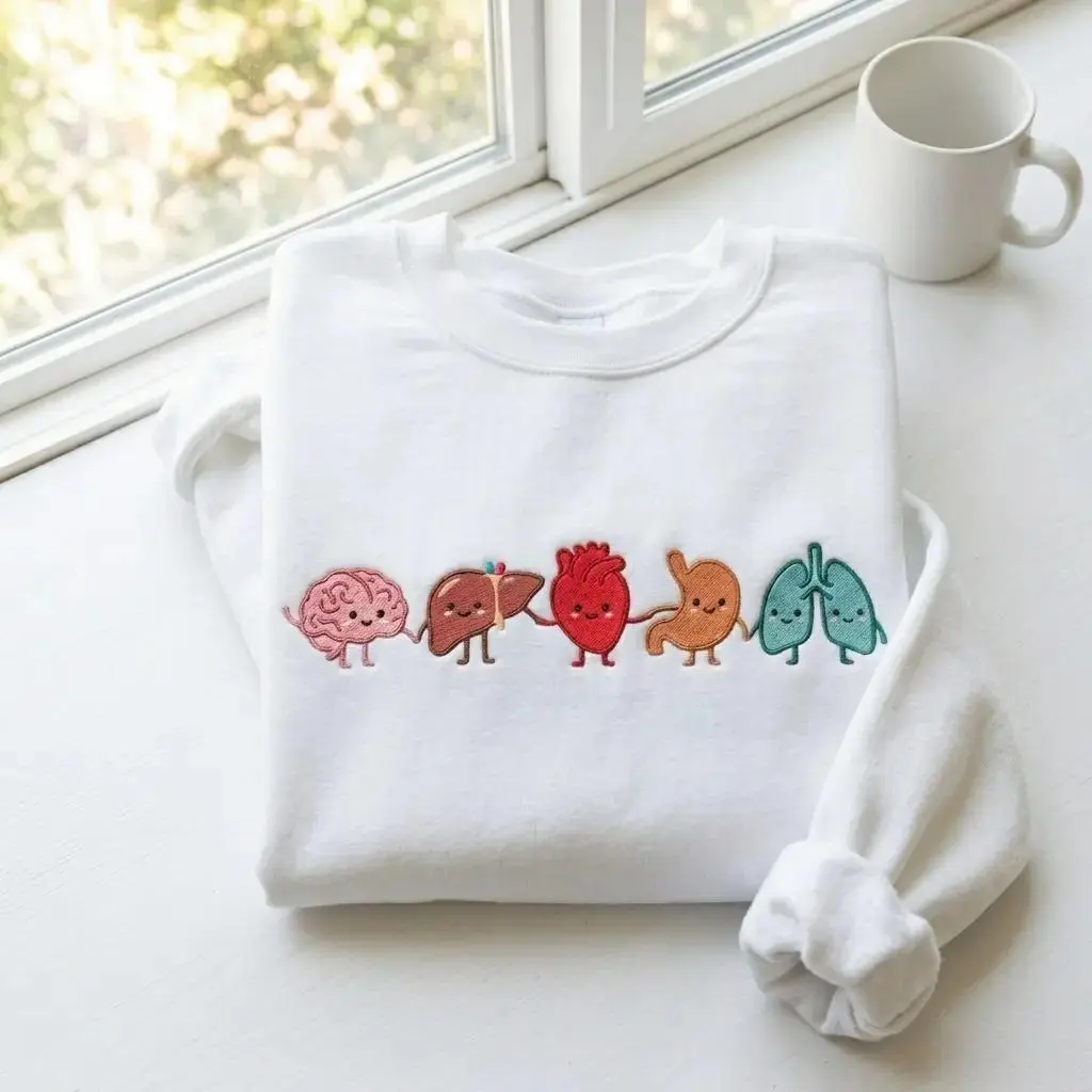 [MAKE IN US]Embroidered Organ Friends Sweatshirt, Minimalist Anatomy Healthcare Sweatshirt, Medical Student Gift