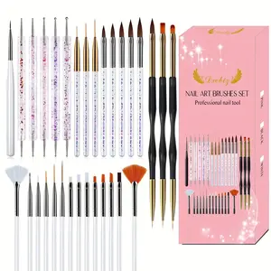 Nail Art Design Tool Brush Set, Nail Art Supplies, 31pcs High-End Boxed Nail Painting Brushes, Sequins Rod Point Flower Needle Gold Waist Nail Pen