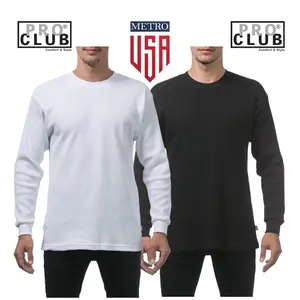 PRO CLUB THERMAL Cotton Top Long Sleeve Waffle Stitch Crewneck Ribbed Hem Thick Knit for Fall Winter Men/ women Heavyweight.