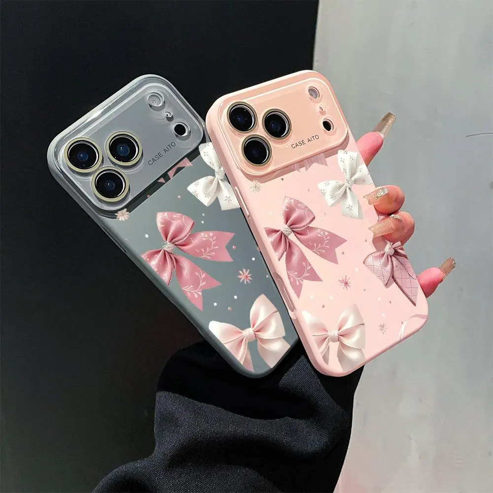 Aesthetic TPU Silicone Bow Pearl Phone Case - Durable Protection Accessory, Phone Accessory Compatible with iPhone 11/12/13/14 Pro Max/15/16/17/17 Air