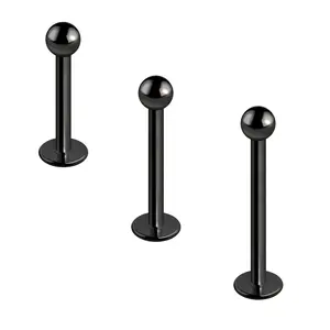 Surgical Steel 16G Flat Back Tongue Ring Labret Monroe Medusa Lip Rings Nose Studs Cartilage Earrings Piercing Ball Tops - Sold Each