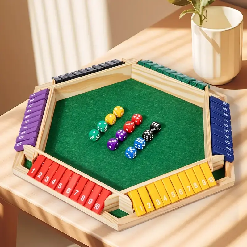 Wooden Closed Box Dice Game, 1 Set BoardDice Game Toys for 1-6 Players, Family GameNight and Party Choice, Fun Game for Kids &Adults