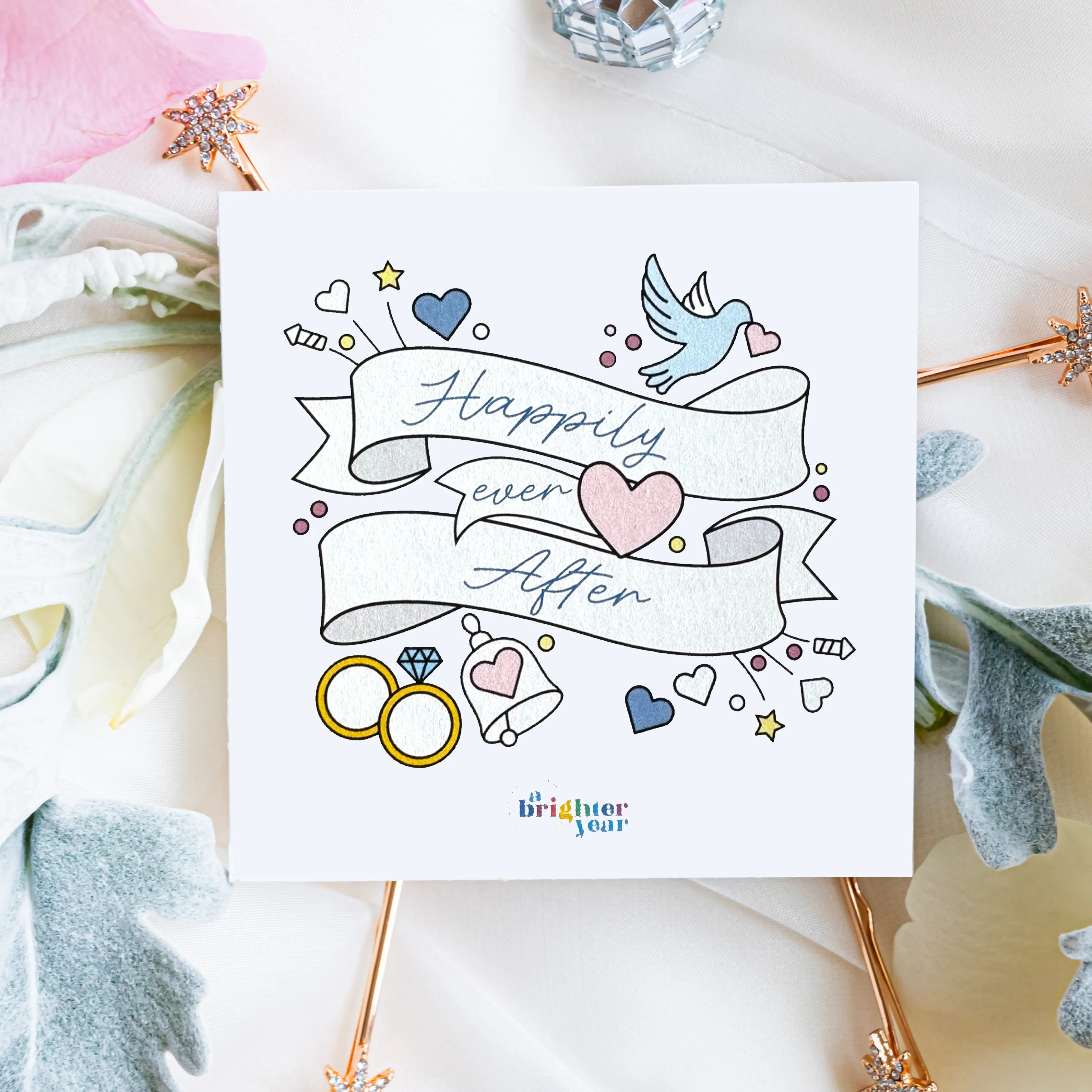 Happily Ever After Mini Coloring Book, A Brighter Year, Wedding Favor, Gift for Bridesmaids, Adult Coloring Book, WeddingTok