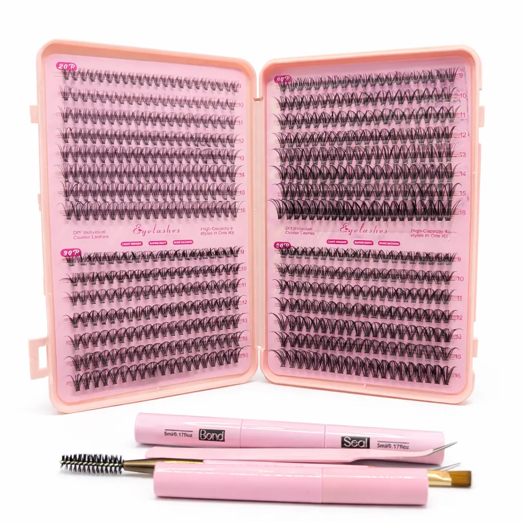 Natural Look Eyelash Extensions Kit, DIY Eyelash Extensions, Cosmetic False Lashes, 144pcs/box 10-16mm Mixed Length Individual False Eyelashes with Tools, Eye Makeup Enhancement Tool for Women & Girls, Eyelash Falsies