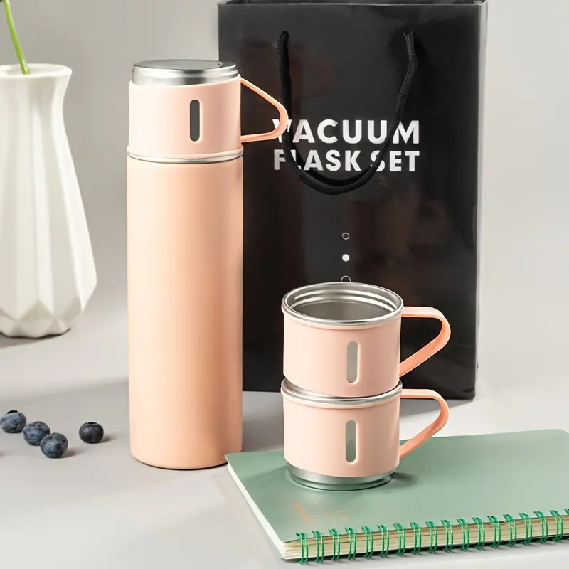 [AURA & LSLE] 500ml/16.91oz Stainless Steel Double-Wall Vac. Flask Tumbler Water Bottle - Leak-Proof Lid, Monochrome, Durable, Multifunctional, Easy to Clean, Office Travel Use