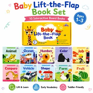 Diobee Peek & Learn Lift-the-Flap Board Book Set - 10 Interactive Early Learning Books for Toddlers Ages 1+, Focused on First Words, Animals, Colors, Numbers, Fine Motor Skills
