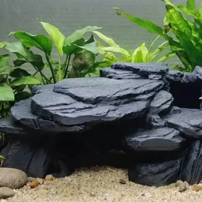 3D Printed Rock Cave Hideout for Reptiles, Durable Plastic Home Desktop Decor, Festive Gift for Farm Market Lovers, Detailed Texture Design