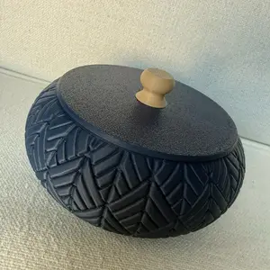 Modern Woven Style Lidded Storage Bowl & Decor