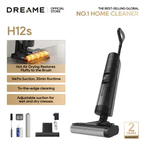 DREAME H12S Vacuum Mop, Wet Dry Vacuum Cleaner, Cordless Vacuum Mop All in One for Hard Floors, Edge Cleaning with Dirt Detection, Hot Air Drying, Smart Floor Cleaner Great for Sticky Messes on Multi-Surfaces