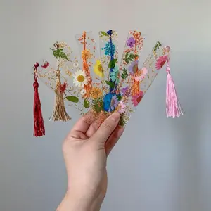 Random Color Floral Pattern Resin Bookmark, 1 Piece Chinese Style Bookmark, Creative Book Mark for Students, Gifts for Book Lovers, Book Accessories