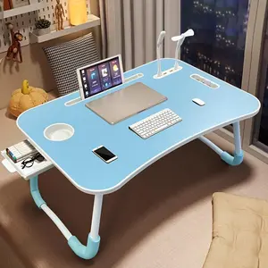 Ultra Large Portable Laptop Bed Table - Multi functional tray holder with cup holder and drawer, USB, fan, and light - Perfect for eating, reading, and writing on beds, sofas, floors - Stable, durable, and foldable