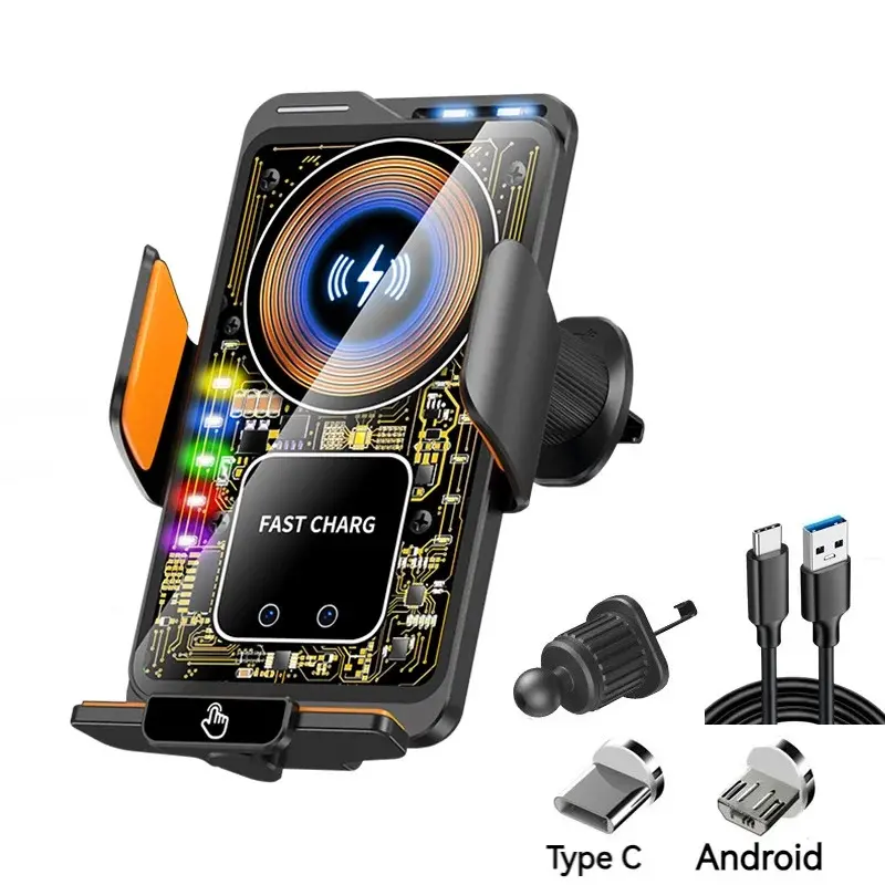 Magnetic Vent Car Phone Mount - Wireless Mobile Charger, 66W High Efficiency Wired Super Charger, 15W Wireless for Quick Top-Ups, Light Touch Control for Quick Setup, Plug-In Stand for iPhone 17-12 Pro Max & Samsung, Car Accessories, Phone Holder For Car