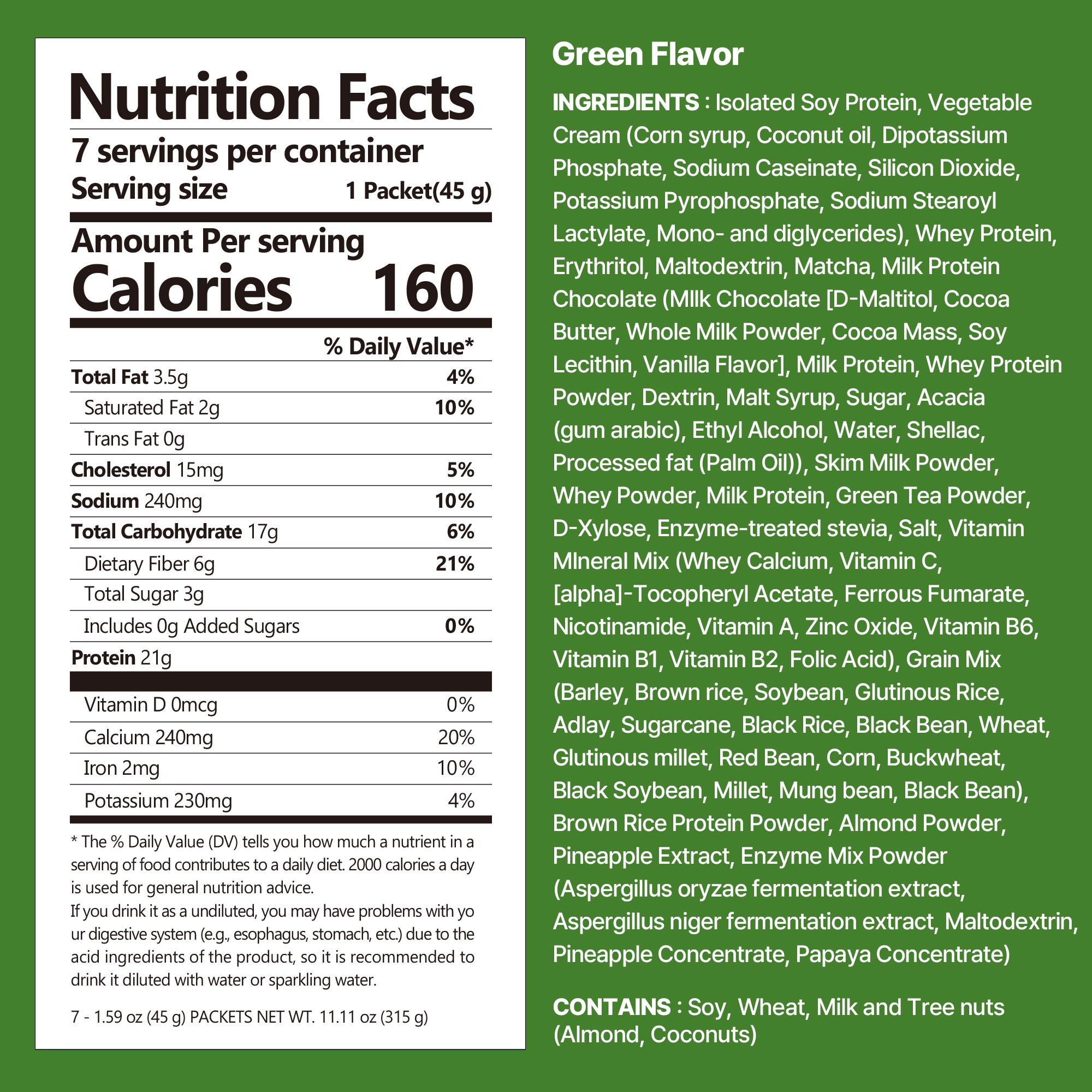 [Fullight Official] Flimeal Crunchy Protein Powder Duo Pack (7p x 2), 20~22g Protein, Low Sugar & Keto-Friendly On-the-Go-Pack, Easily Digestible Preworkout Meal Replacement Drink