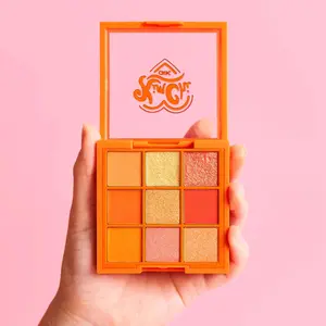 KimChi Chic Beauty Citrus Queen Eyeshadow Palette - 9 Shimmery, Glittery, and Matte Orange Colors, Cosmetic Makeup Compact, Easy to Blend