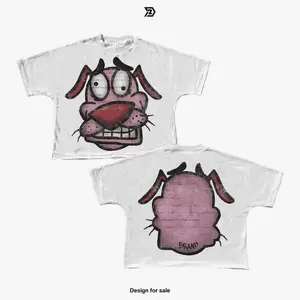 Y2k Courage Dog Printed Tshirt Men Cropped Tees Cropped Graphic Tees Graphic Tee T Trendy Casual Baby Tee