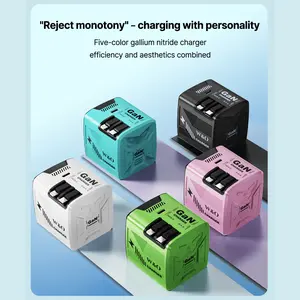 Compatible with 120W | 3-in-1 GaN Fast Charger | Built-in Retractable Lightning & Type-C Cables + 1 Extra USB-C Port | Foldable Compact Plug | Portable Universal Travel Charger for Phone, Tablet