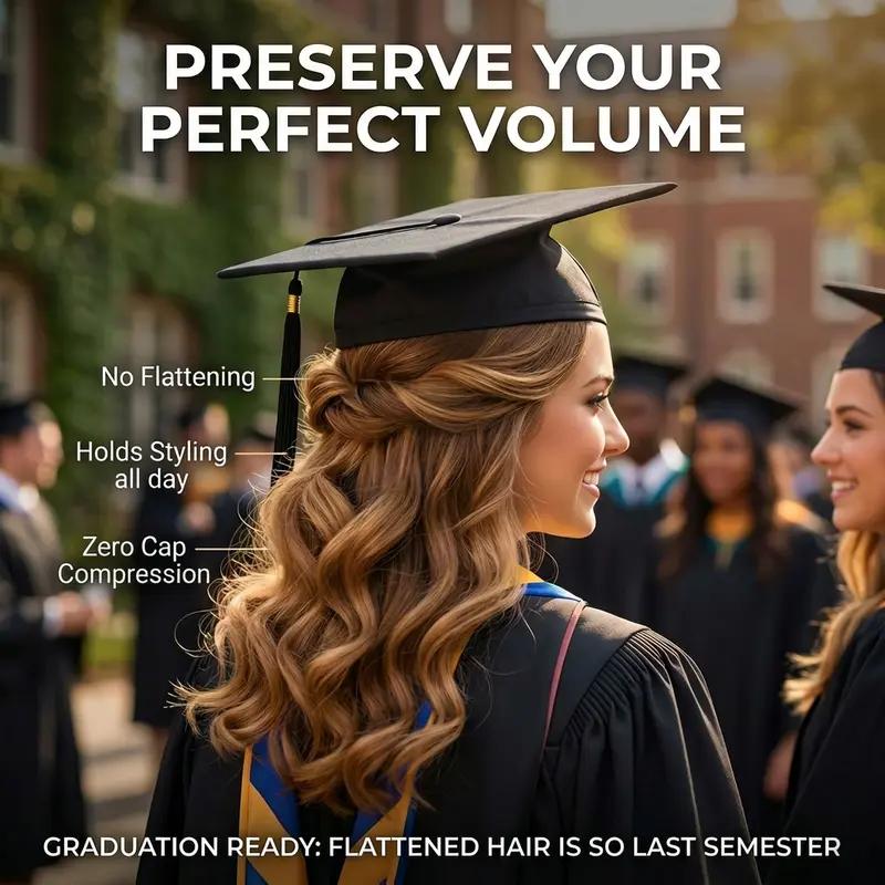 Graduation Cap Headband, Invisible Anti-Fall Grad Cap Holder Insert for Secure Fit, Clear Non-Slip Graduation Hat Accessories for All Hairstyles & Thick Curly Hair, Ideal Graduation Gift for Her/Students
