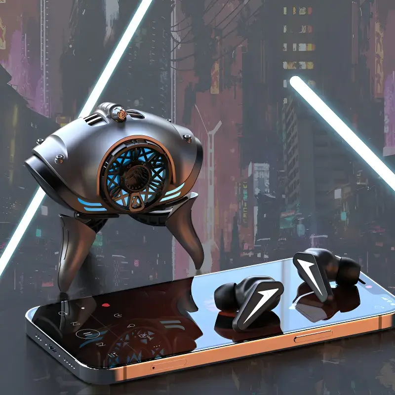 M7 Bluetooth 5.3 Wireless Earbuds, Alien Mech Design with RGB Lighting, Hi-Fi Lossless Audio, Low-Latency Gaming Support, Noise Cancellation, Touch Controls, Charging Case Compatible, Noise-Cancelling Microphone, Mobile Headphone, Father's Day Gift, Rgb L