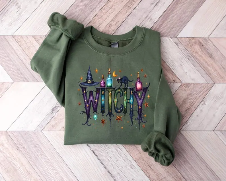 Halloween Witch Sweatshirt - Funny, Witchy Vibes, Witchy Things Design - Ideal Halloween Gift