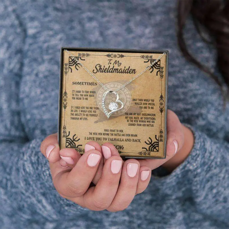 Wife Necklace, Girlfriend Necklace, To My Shieldmaiden Necklace Love Your Viking, Gift For Wife Shieldmaiden, Viking Style, Message To My Daughter, Daughter Gift, Father Daughter Necklace, Christmas Gift, Birthday Gift