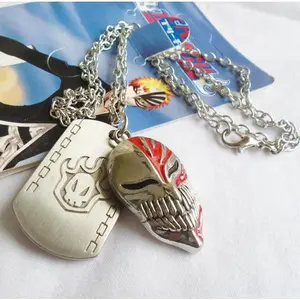 Bleach necklace keychain, Bleach Kurosaki Ichigo mask pendant, double pendant accessory, anime merchandise