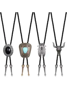 4Pcs Men's Bolo Ties, Western Cowboy Leather Tie, Halloween Costumes Accessories for Men and Women