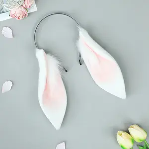 1pc Adjustable Plush Bunny Ear Headband - Ultra-Soft Elegant Fairy Theme Cosplay Ears for Halloween, Anime & Costume Parties, Multi-Color Options (Black/White/Pink/Beige/Tan), Fantasy Headwear, Whimsical Design, Comfortable Headwear-tt