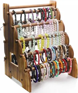 Wooden Bracelet Holder 8 Tier  Bracelet Display Stand, Portable Organizer for 150-240 Bangles & Scrunchies - for Vendors,Retail Stores, Craft Shows, and  Storage ()