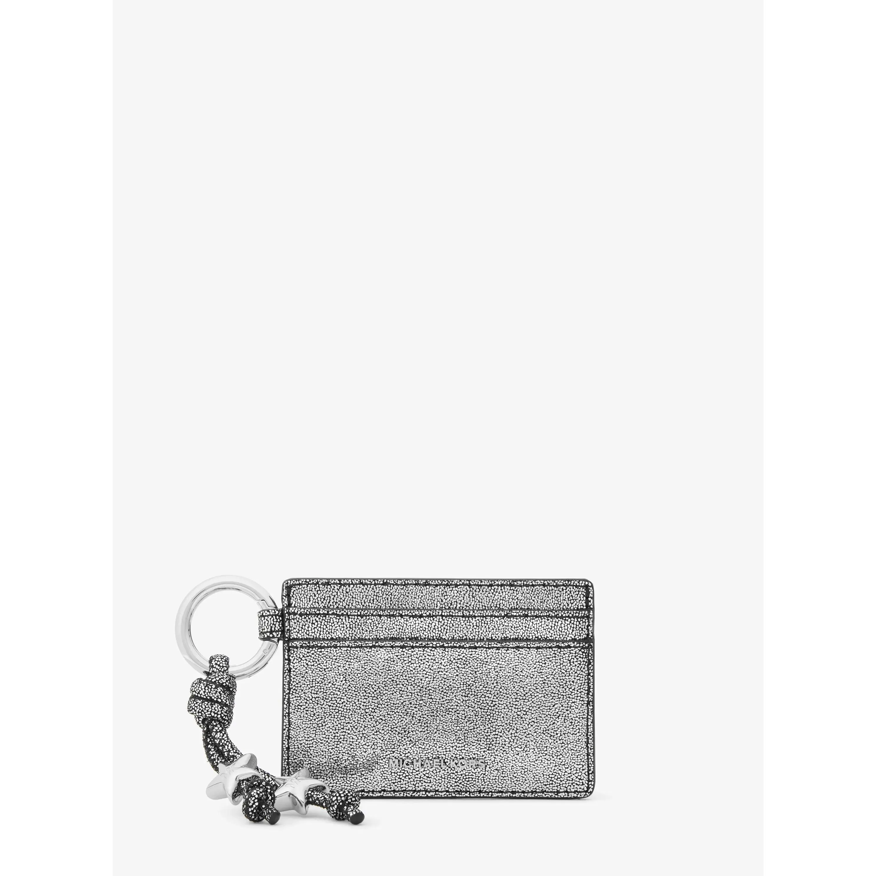 Jet Set Metallic Leather Card Case With Charms