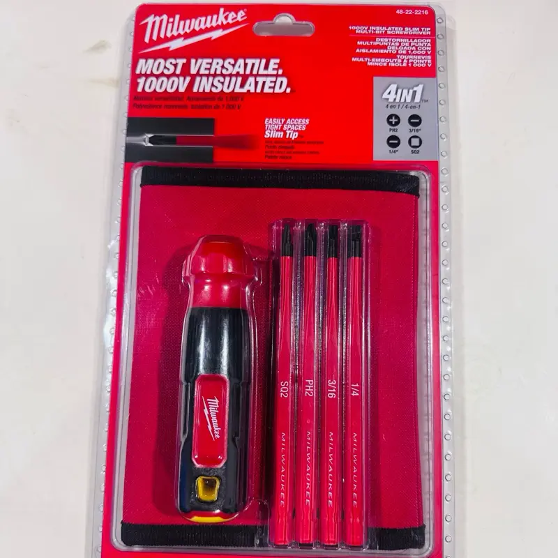Milwaukee 4-in-1 1000V Insulated Slim-Tip Multi-Bit Screwdriver Diy Screwdriver Multifunctional Screwdriver