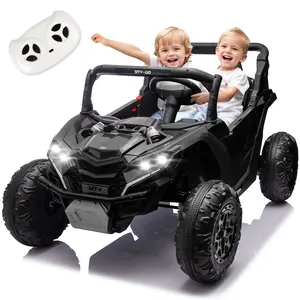 24V 2-Seater Kids Ride-On UTV for Kids Outdoor Play, Parental Remote Control, 4-Wheel Suspension, Slow Start, Large Wheels, Anti-Collision Bar, Storage, Music, USB, Bluetooth, LED Lights (Ages 2-5)