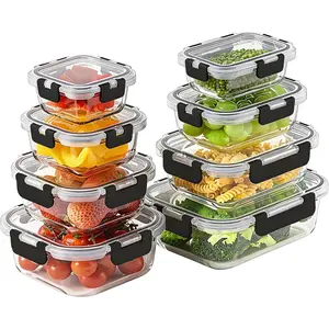 Pack Glass Food Storage Containers with Lids, Glass Meal Prep Containers, Airtight Bento Lunch Boxes with Snap Locks, Oven, Freezer and Dishwasher Safe, Kitchen Storage Set