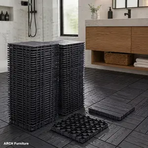 ARCH 68-Pack 11.42"x11.42" Plastic Interlocking Deck Tiles - 61.60 Sq.Ft Super Durable Waterproof All-Weather Wood Grain Flooring, Eco-Friendly Non-Toxic Material for Indoor Use, Outdoor Decor