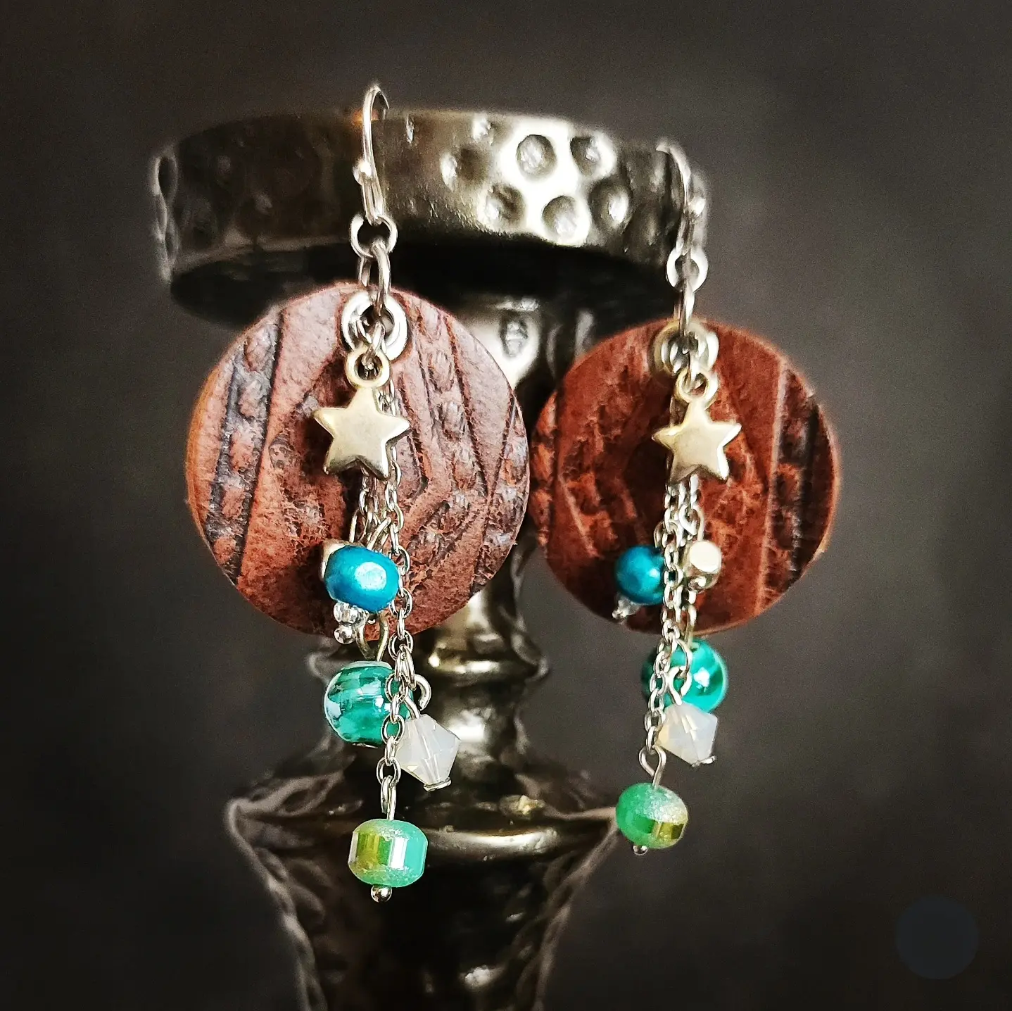 Western Style Leather & Beaded Earrings - Classic Design for Everyday Wear, 1¼" Wide x 2½" Long, Versatile Accessory