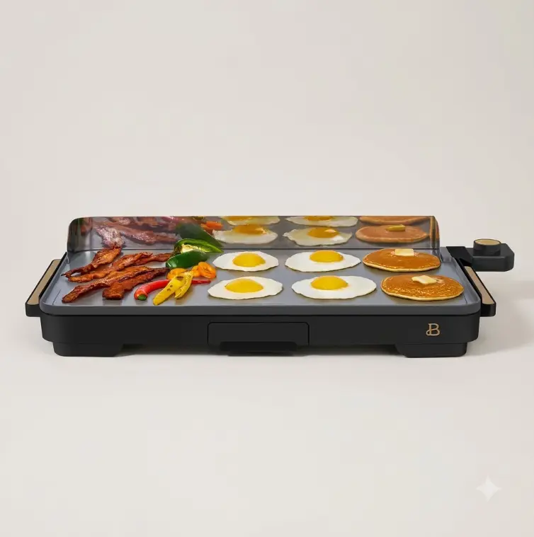 Beautiful XL Electric Griddle 12x22 EverGood Ceramic Nonstick Black Sesame PFAS Free Non Stick Surface Electric Flat Top Grill