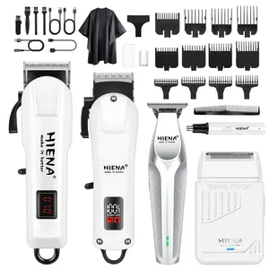 HIENA Professional Cordless Hair Clippers for Men - Barber Kit with T-Blade Trimmer, Foil Electric Razor, Nose Trimmer & 12 Guide Combs outdoorfun