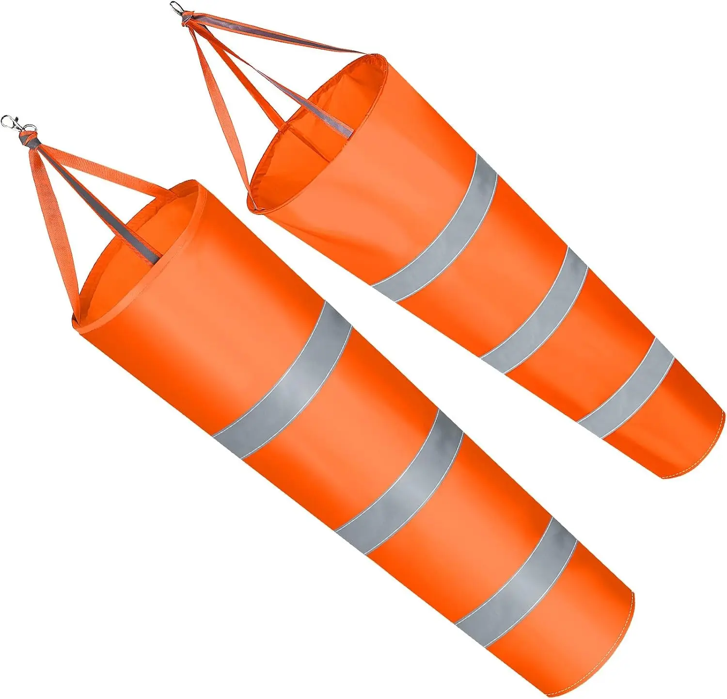 2 Pcs 31.5" 39" Airport Windsocks Measurement Sock Bag with Reflective Belt Oxford Fabric Ripstop Wind Sock Wind Direction Indicator Windsocks Outdoor Aviation Flag for Airport Farm(Orange)
