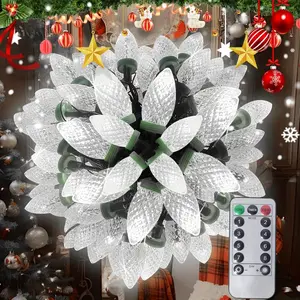 Vintage Faceted Bulb Multicolor Christmas Fairy String Lights,Multicolor C9 Christmas String Lights, USB & Plug Powered With Timer Dimmer Remote, Waterproof Indoor Outdoor Xmas Tree Garden Porch Holiday Atmosphere Decorative Lights,Wedding Party