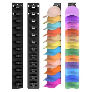 2Packs Wall Mount Baseball Cap Organizer Adhesive Hat Storage Rack Hold 24 Caps
