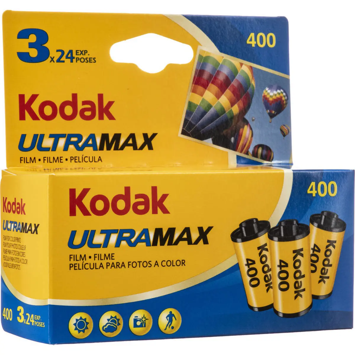 Kodak Kodacolor Ultra Max 400 GC Camera Color Negative Film - ISO 400, 35mm, 24 Exposure, 3-Pack, Flash-Compatible