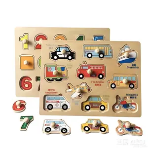 Baby Wooden Puzzles Montessori Toys 1 2 3 Years Toddler Toys Hand Grab Board Alphabet Number Cognition Learning Educational Toys