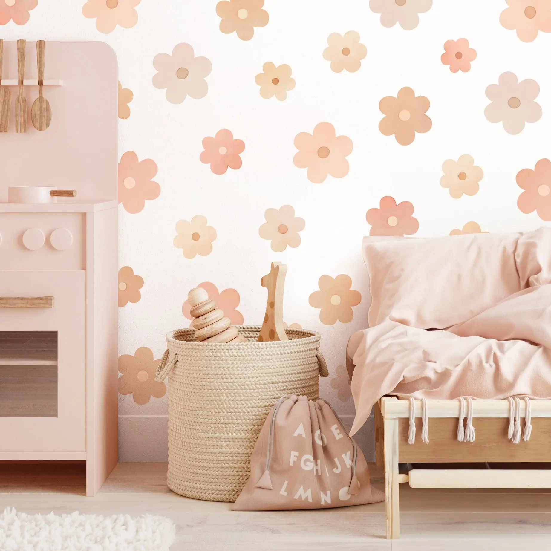 Daisy Wall Decals - Removable & Reusable Fabric Wall Stickers Daisy Wall Decals - Removable & Reusable Fabric Wall Stickers